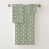 Boho Simple Modern Neutral Polka Dot Sage Green Badhandtuch Set (Insitu)