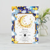 Boho Simple Moon Birthday Einladung (Stehend Vorderseite)