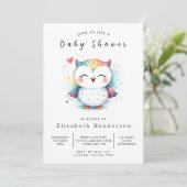 Boho Simple Owl Baby Dusche Einladung (Stehend Vorderseite)
