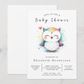 Boho Simple Owl Baby Dusche Einladung (Vorne/Hinten)