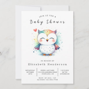 Boho Simple Owl Baby Dusche Einladung