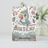 Boho Simple Parrot Digital Geburtstag Karte (Stehend Vorderseite)