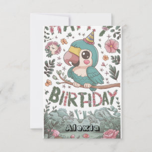 Boho Simple Parrot Digital Geburtstag Karte