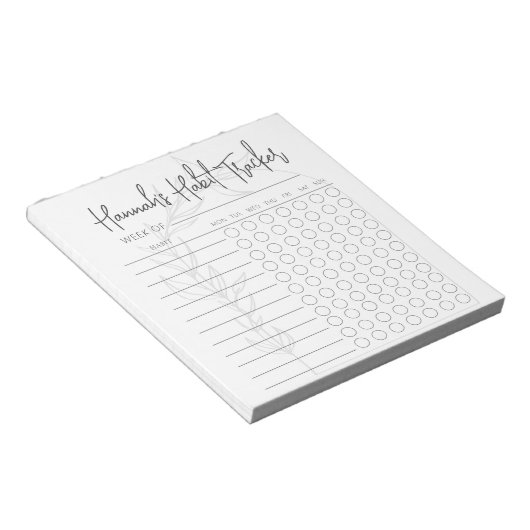 Boho Simple Script Weekly Habit Tracker Notepad Notizblock (angewinkelt)