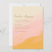 Boho Simple Watercolor Pink Yellow Script Wedding Einladung (Vorderseite)