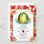 Boho Simple Watermelon Birthday Einladung (Vorne/Hinten)