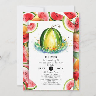 Boho Simple Watermelon Birthday Einladung