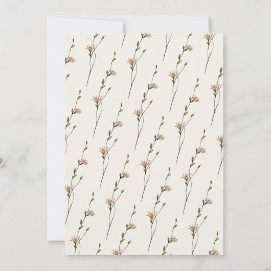 Boho Simple Wildblume Elegante Hochzeit Einladung (Rückseite)