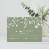 Boho Simple Wildblume Sage Green Wedding RSVP Karte (Stehend Vorderseite)
