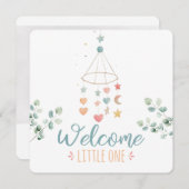 Boho Simplicity Welcome Little One Baby Ankündigung (Vorne/Hinten)