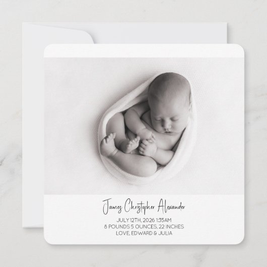 Boho Simplicity Welcome Little One Baby Ankündigung (Rückseite)