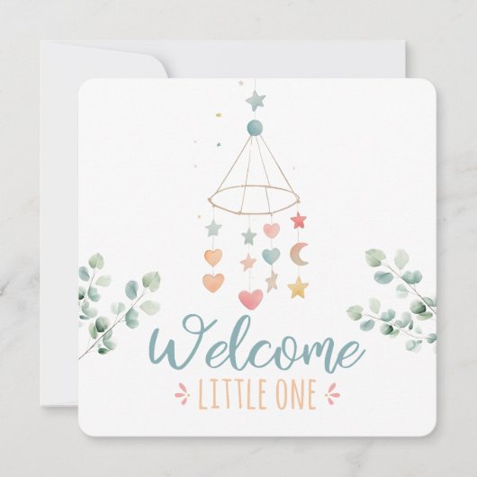 Boho Simplicity Welcome Little One Baby Ankündigung (Vorderseite)