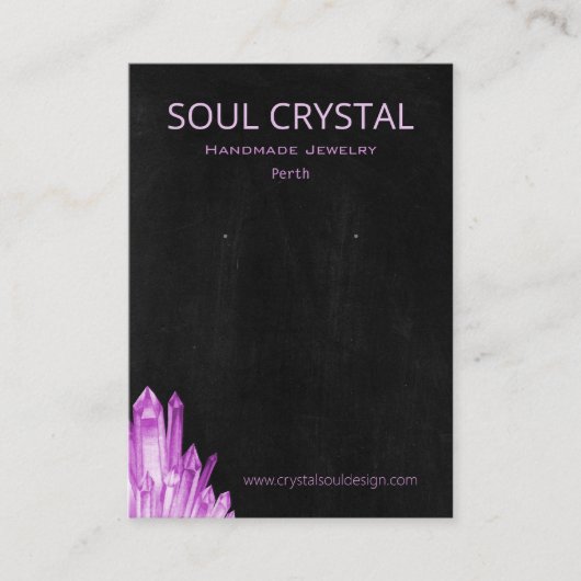 Boho Sinti und Roma Amethyst Crystal Earring Holde Visitenkarte (Vorderseite)