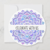 Boho Sinti und Roma Lila Mandala Einladung (Vorderseite)