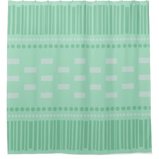 Boho skandinavische Lines Dots Mint Green Duschvorhang (Vorderseite)