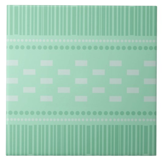 Boho skandinavische Lines Dots Mint Green Fliese (Vorderseite)