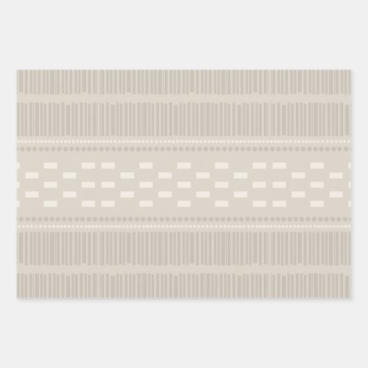 Boho skandinavische Lines Dots Taupe Geschenkpapier Set (Vorderseite 2)