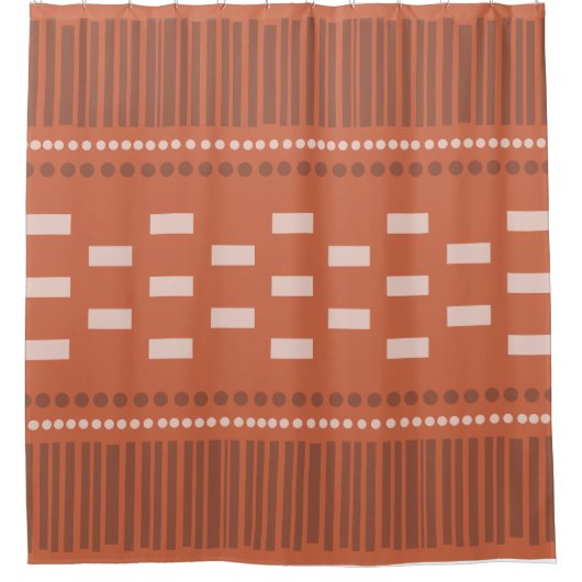Boho skandinavische Linien Dots Rust Duschvorhang (Vorderseite)