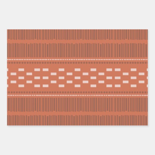 Boho skandinavische Linien Dots Rust Geschenkpapier Set (Vorderseite 2)