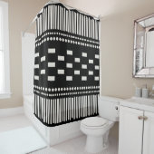 Boho skandinavische Linien Dots Schwarz-weiß Duschvorhang (Beispiel)