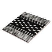 Boho skandinavische Linien Dots Schwarz-weiß Fliese (Seite)