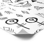 Boho-Skizzenmuster mit Doodle-Elementen Poster (Ecke)