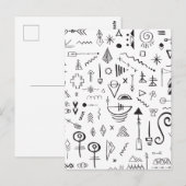 Boho-Skizzenmuster mit Doodle-Elementen Postkarte (Vorne/Hinten)