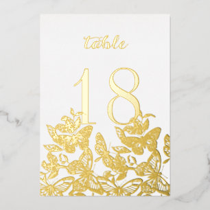 Boho Skizzierte Schmetterlinge Gold Tischnummern