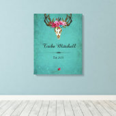 Boho Skull Blume Name Wall Leinwand (Insitu (Holzboden))