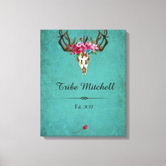 Boho Skull Blume Name Wall Leinwand (Vorderseite)