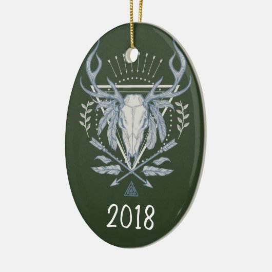 Boho Skull Keepake Jahr Keramik Ornament (Links)