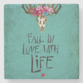 Boho Skull Liebe Life Steinuntersetzer (Vorderseite)