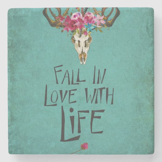 Boho Skull Liebe Life Steinuntersetzer (Vorderseite)