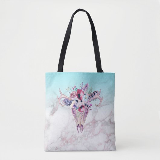 Boho Skull & Marble Ombre Tasche (Vorderseite)
