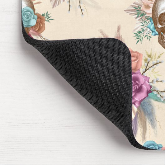 Boho Skull mit Blume Mousepad (Ecke)