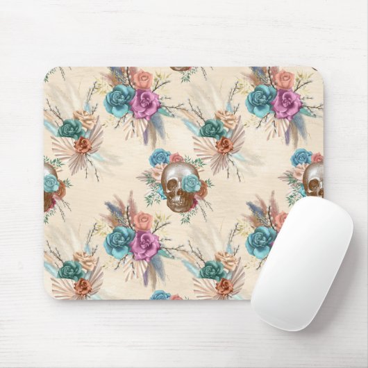 Boho Skull mit Blume Mousepad (Mit Mouse)