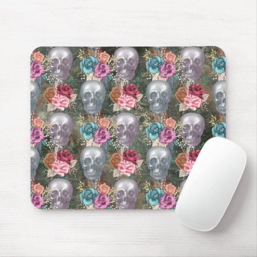 Boho Skull mit Blume Mousepad (Mit Mouse)