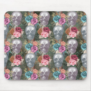 Boho Skull mit Blume Mousepad