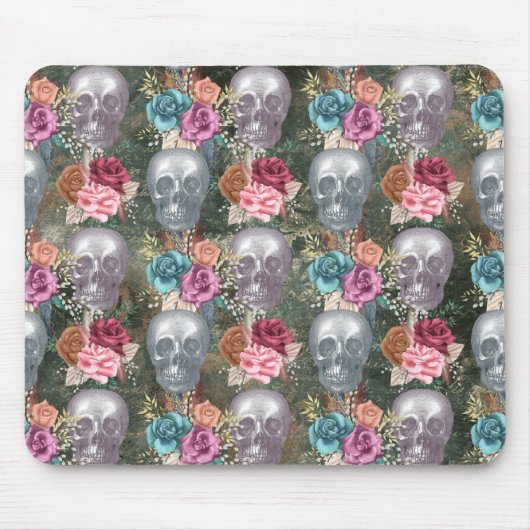 Boho Skull mit Blume Mousepad (Vorne)