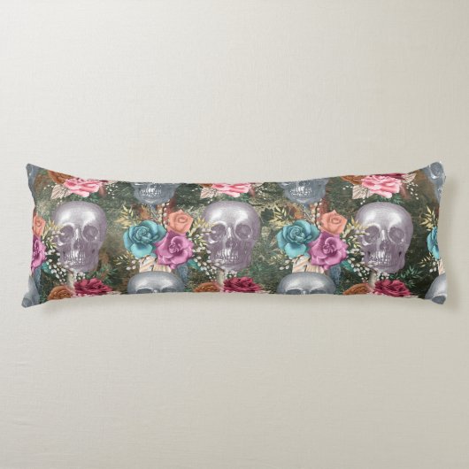 Boho Skull mit Blume Seitenschläferkissen (Vorderseite)