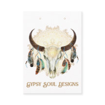 Boho Skull mit Feathers Earring Card
