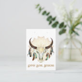 Boho Skull mit Feathers Earring Card Visitenkarte (Stehend Vorderseite)