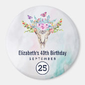 Boho Skull mit Floral Bouquet Save the Date Magnet (Vorne)