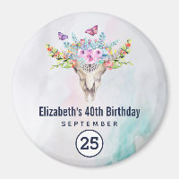 Boho Skull mit Floral Bouquet Save the Date