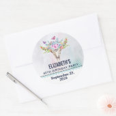 Boho Skull mit Floral Bouquet Save the Date Runder Aufkleber (Umschlag)