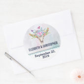 Boho Skull mit Florals Wedding Save the Date Runder Aufkleber (Umschlag)