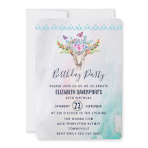 Boho Skull mit Schmetterlingen und Blume Geburtsta