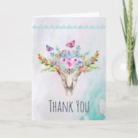 Boho Skull mit Schmetterlingen und Blume Vielen Da