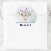 Boho Skull mit Schmetterlingen und Blume Vielen Da Runder Aufkleber (Tasche)