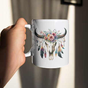 Boho Skull Native Amerikanische Ureinwohner Colorf Kaffeetasse